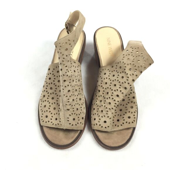 Nine West Perforated Open Toe Low Ankle Booties - Picture 2 of 9